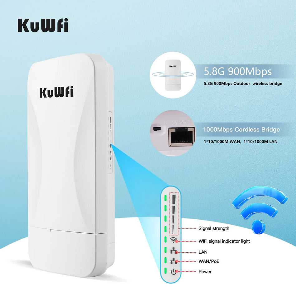 KuWFi 2KM Outdoor CPE &ndash; Ultra Long Range 900Mbps 5GHz