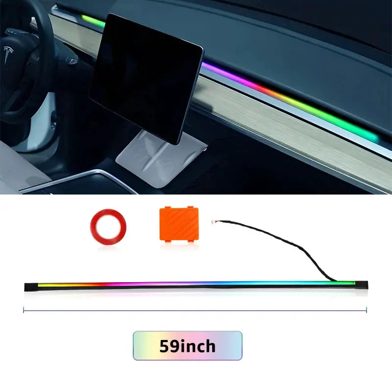 200cm 78inch Car Ambient Light LED Front Dashboard Windshield 64 Color RGB Symphony Interior Acrylic Atmosphere Lamp App Control by InterCyprus Trading Ltd