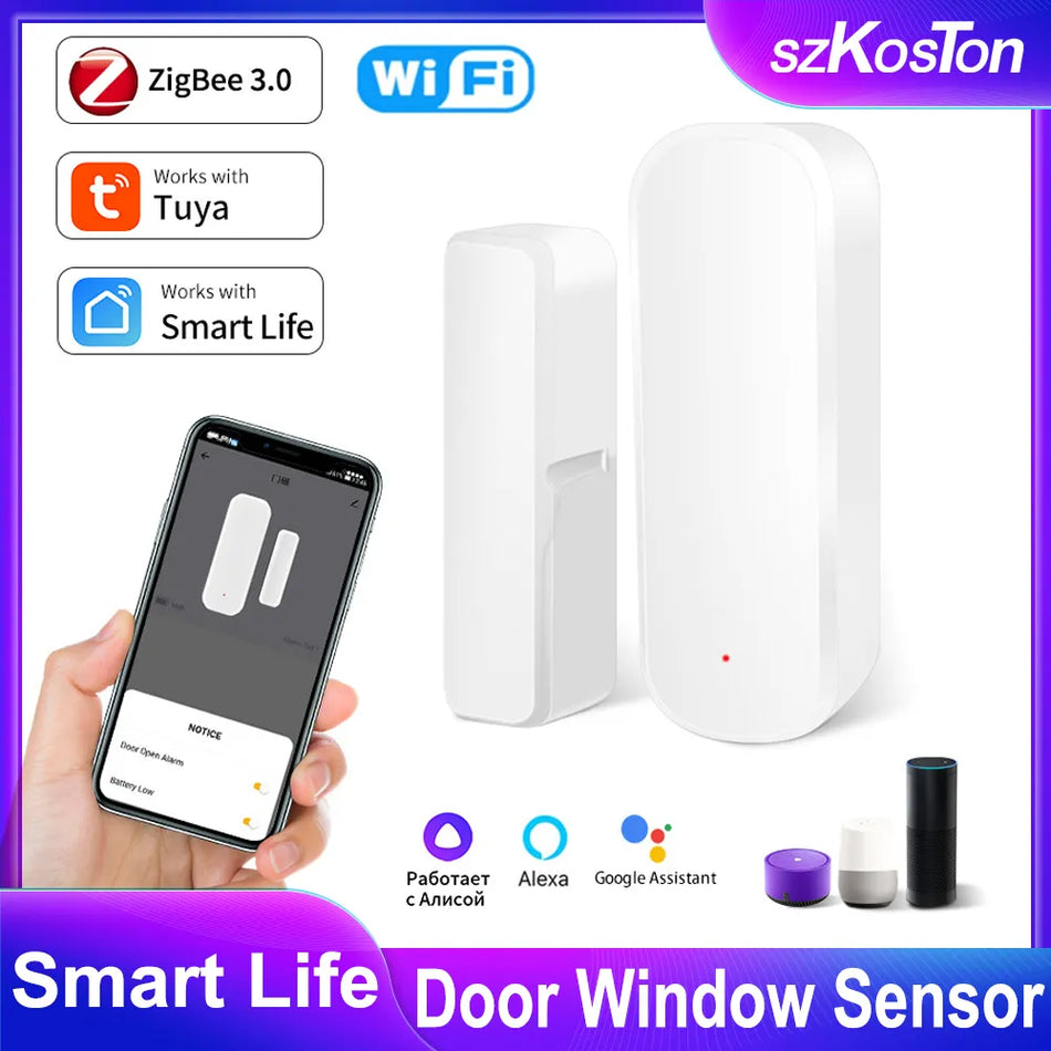🟠 Tuya Zigbee WiFi Smart Door Sensor Door Open/Closed Detector Home Συναγερμός Ασφάλεια Προστασία Ασφάλεια Έξυπνης Ζωή Λειτουργεί με Alexa Googl