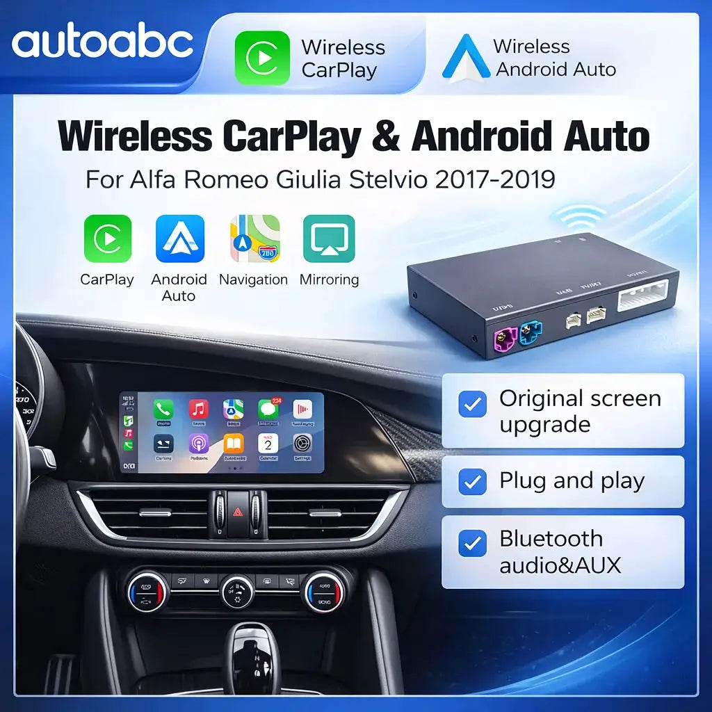 AUTOABC 2025 New Wireless CarPlay For Alfa Romeo Stelvio / Giulia 2017-2019 with Android Auto Mirror link Airplay BT Function by InterCyprus Trading Ltd