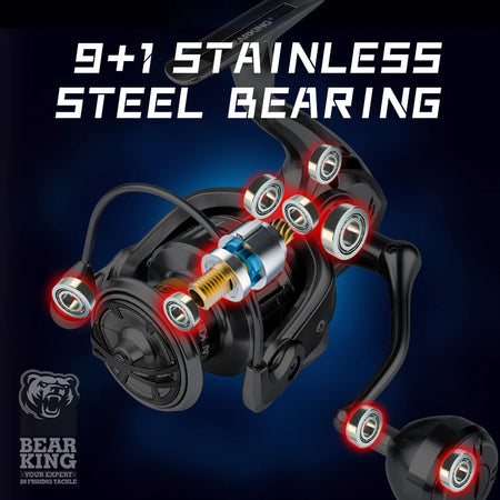 BEARKING Saltwater Fishing Reel - 1000-6000 Series, 9+1BB, 5.2:1 Gear Ratio, 10-20KG Drag, Water-Proof