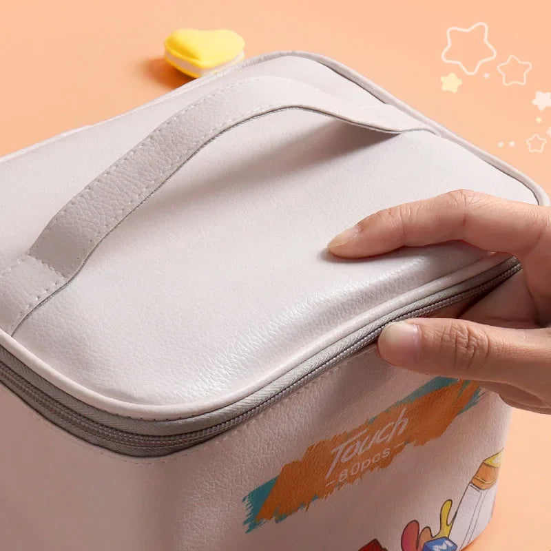 Large-Capacity Waterproof Marker Storage Bag - 210 Slot with Textured Leather Design