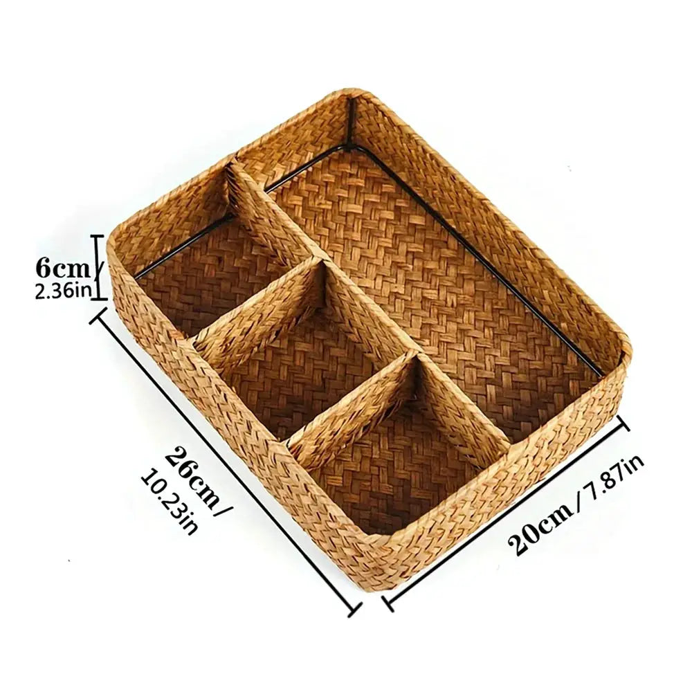Seagrass Woven Storage Basket Desktop Sundry Organizer Cosmetic Storage Practical Gifts for Families Friends by InterCyprus Trading Ltd