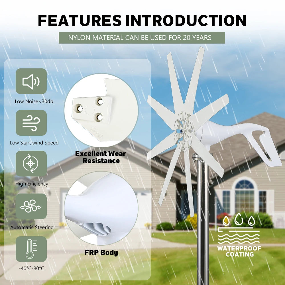 2000W SMARAAD Horizontal Axis Wind Turbine Generator for Home Use