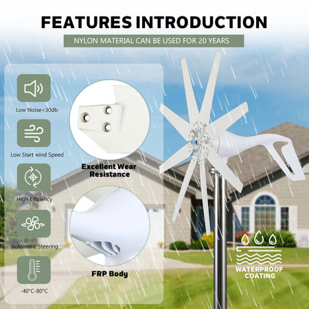 2000W SMARAAD Horizontal Axis Wind Turbine Generator for Home Use