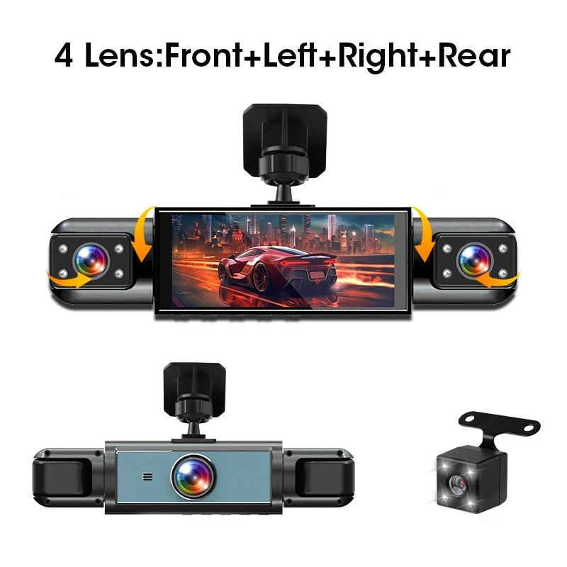 1080P HD Dash Cam with Night Vision 4 Lenses / 64G