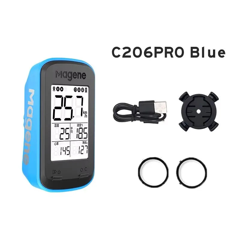 Magene C206 Pro Bike Computer &ndash; Wireless GPS with Cadence Sensor C206Pro Bue