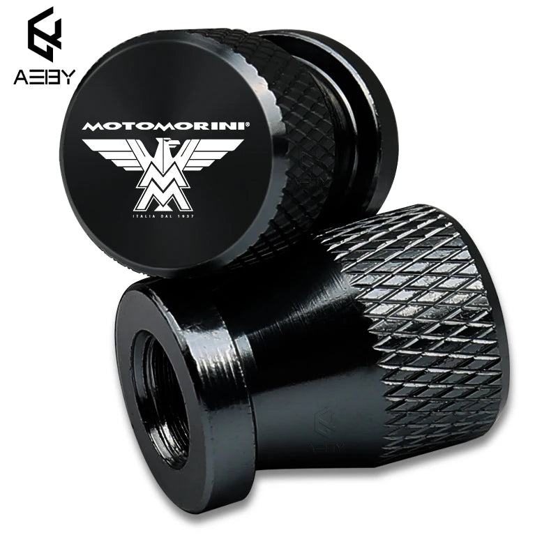 CNC Aluminium Motorcycle Valve Stem Caps - 2PCS Airtight Tyre Covers black