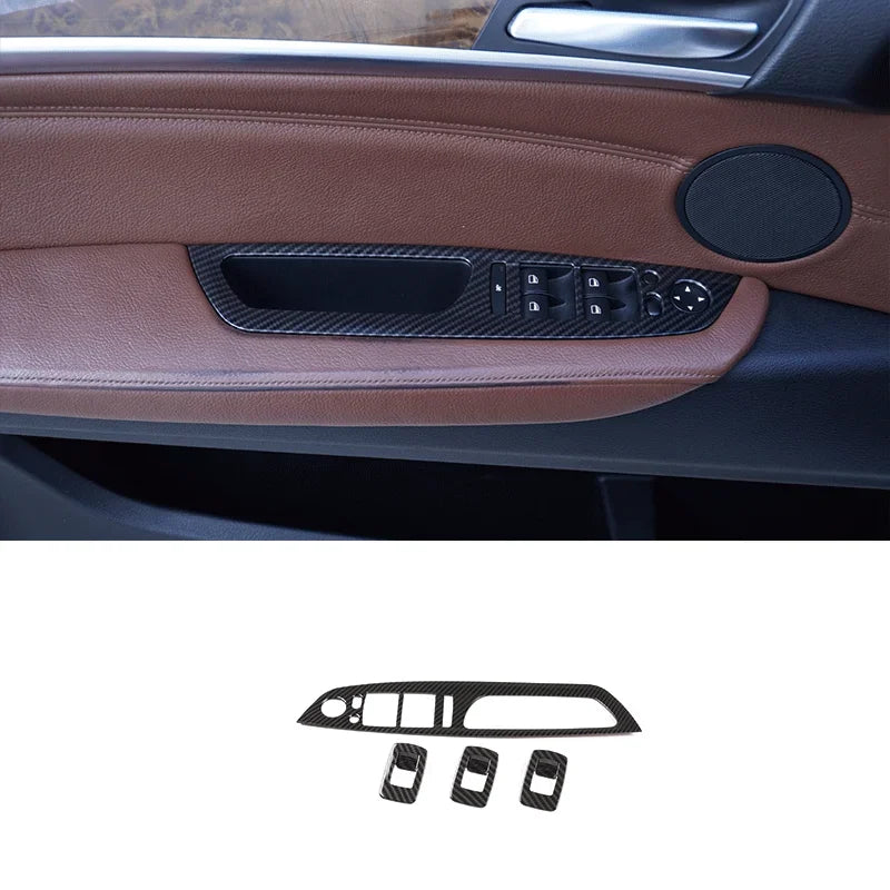 BMW X5 E70 X6 Okvir Karbon Fiber ABS Dvigalo Stikalo Trim za BMW Notranjost, Odpornost proti Praskam