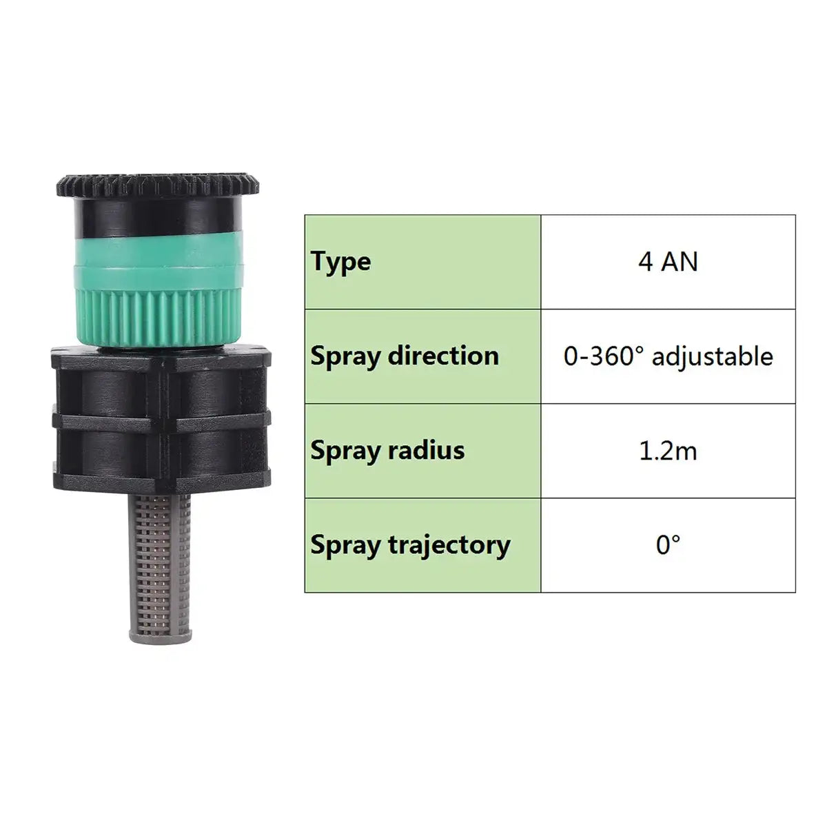 360&deg; Adjustable Popup Watering Sprinkler Nozzle for Efficient Garden Irrigation 4AN With Connector