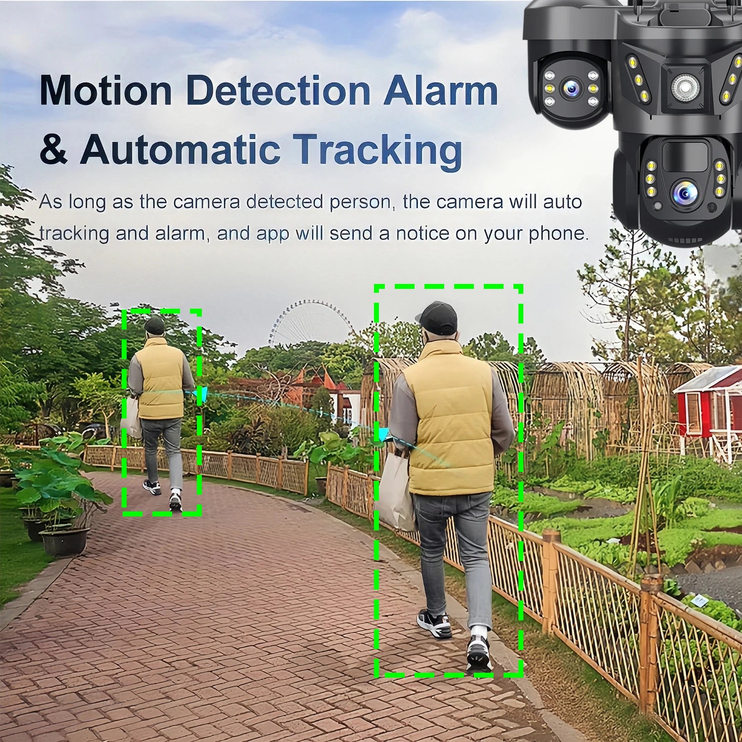 V380 Pro 15 MP Solar Camera Three Lens Two-way Audio Outdoor IP66 Waterproof Built-in Battery Security CCTV HD 4G Network Camera