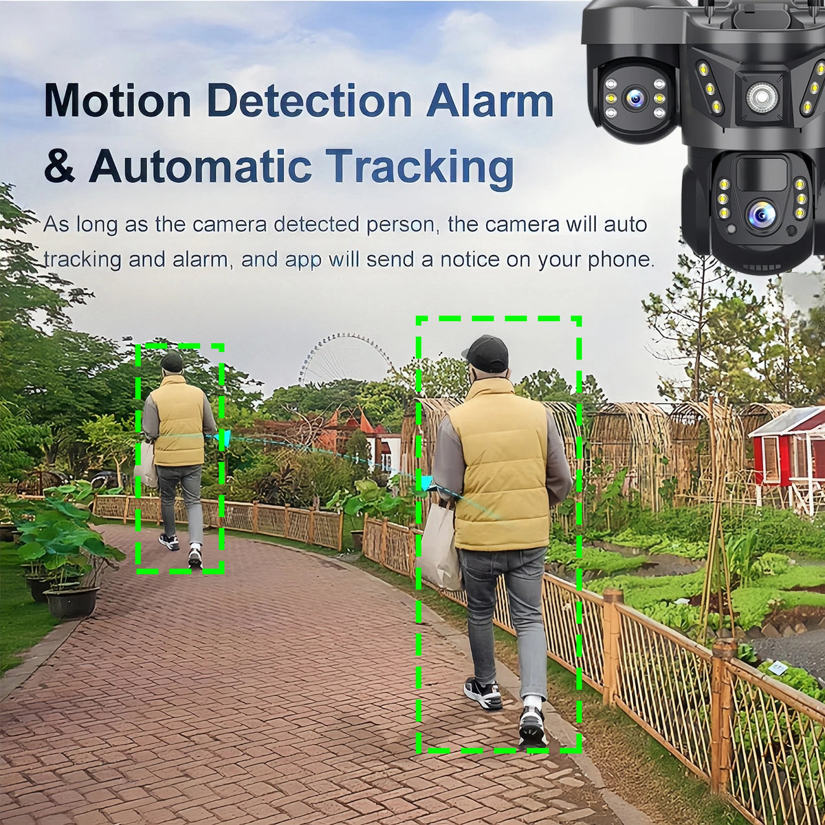 V380 15MP 4G Solar Camera Three Lens Triple Screen Two-Way Audio Outdoor Waterproof Built-in Battery Security CCTV 6K HD IP Cam