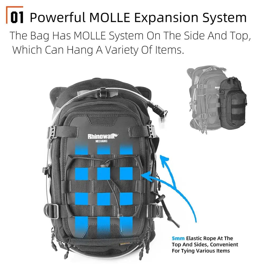 Rhinowalk Motorcycle Tank Bag 9L Multifunctional Backpack With RainCover 1.5L Water Bag MOLLE System Multi-compartment Universal by InterCyprus Trading Ltd