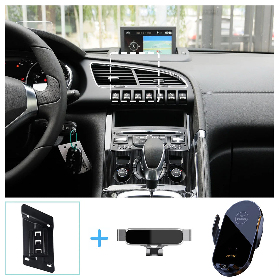 Wireless Charging Phone Holder for Peugeot 3008 2013-2019 Gravity Stand