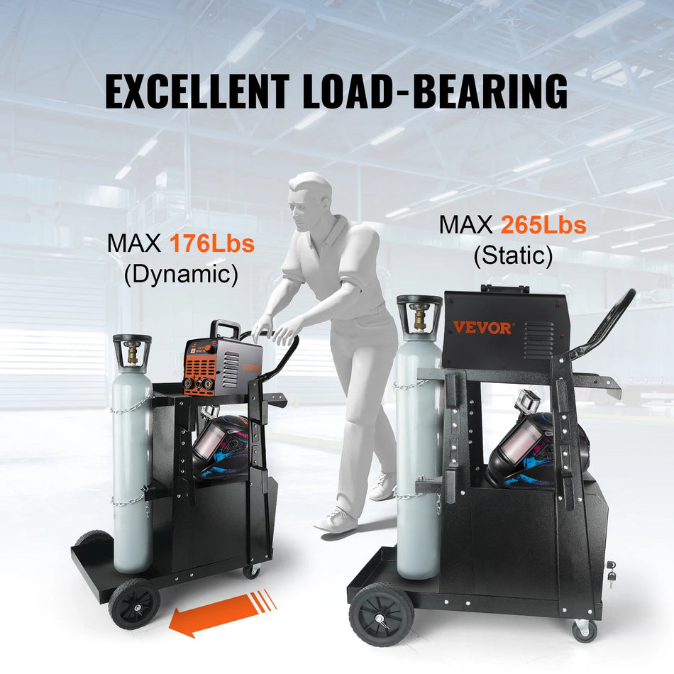 Två nivåer svetsvagn med låsbart skåp och 360 hjul