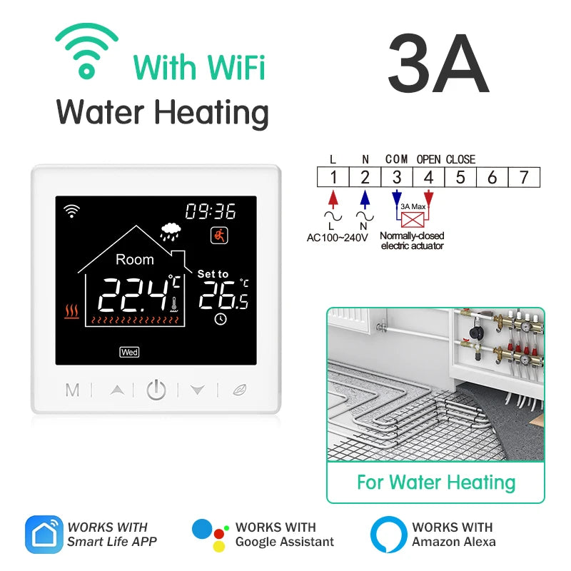 EZAIOT Floor Heating Thermostat &ndash; Tuya WiFi Alexa Ready 3A Water