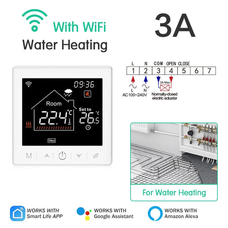 EZAIOT Floor Heating Thermostat &ndash; Tuya WiFi Alexa Ready 3A Water