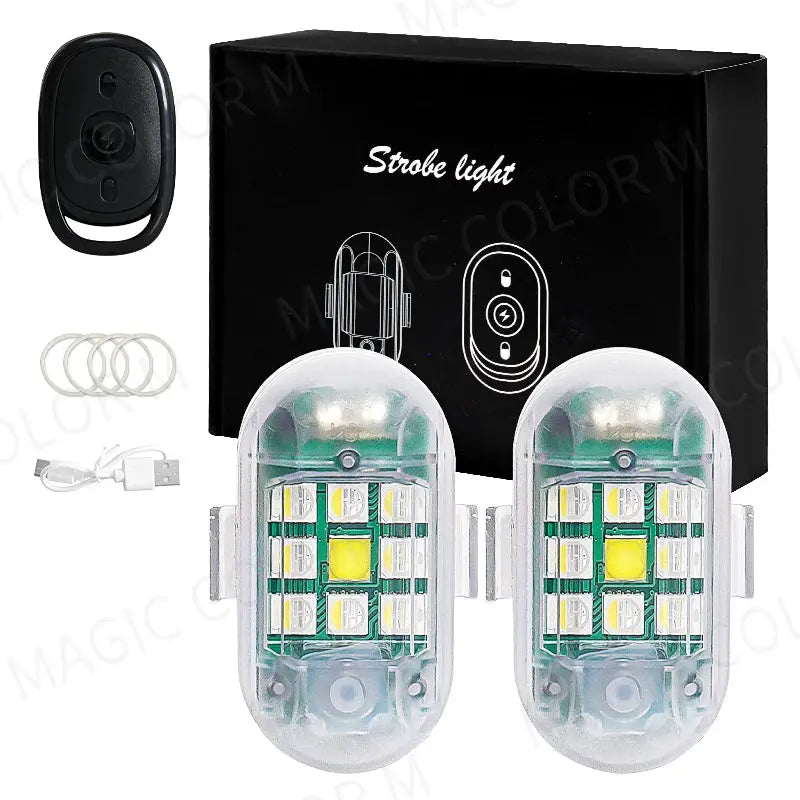 2PCS Wireless LED Strobe Light Remote Control Warning Lamp Flash Indicator Anti-collision For Car Auto Motorcycle Drone Cruise by InterCyprus Trading Ltd
