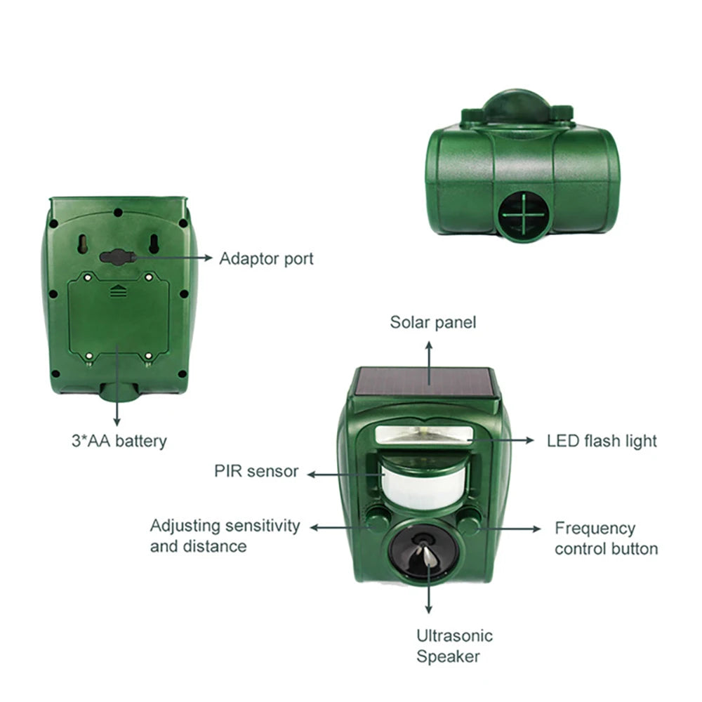 Solar Outdoor Ultrasonic Insect Repellent &ndash; 6M-8M Range