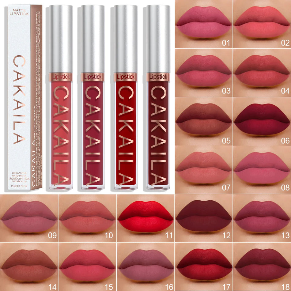 18 Colour Matte Lipstick - Non-Stick Cup Waterproof Lip Gloss
