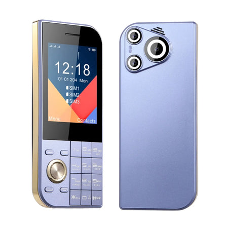 Ultra Slim Pocket Phone &ndash; Triple SIM SOS Big Screen Purple / Full set