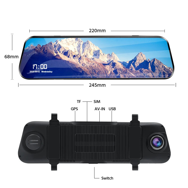 AEECO 4G Car DVR Mirror - 1080P Dual Lens Night Vision