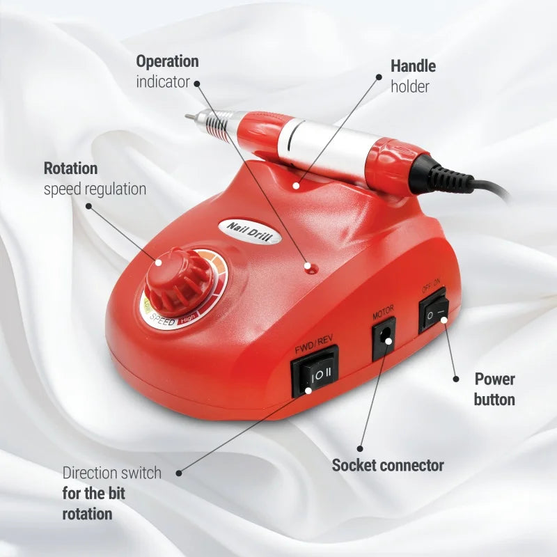 Electric Nail Drill Kit &ndash; Includes Sanding Pads And Bits