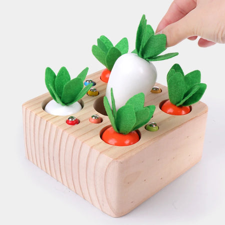 Kids Wooden Pulling Carrot Worm Puzzle Toy &ndash; Educational
