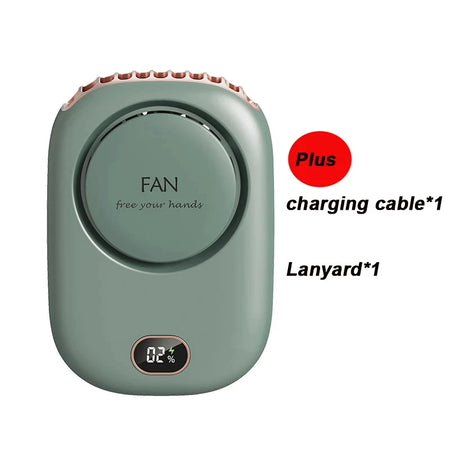 New Mini Portable Fan &ndash; Ultra Quiet Rechargeable Bladeless Green