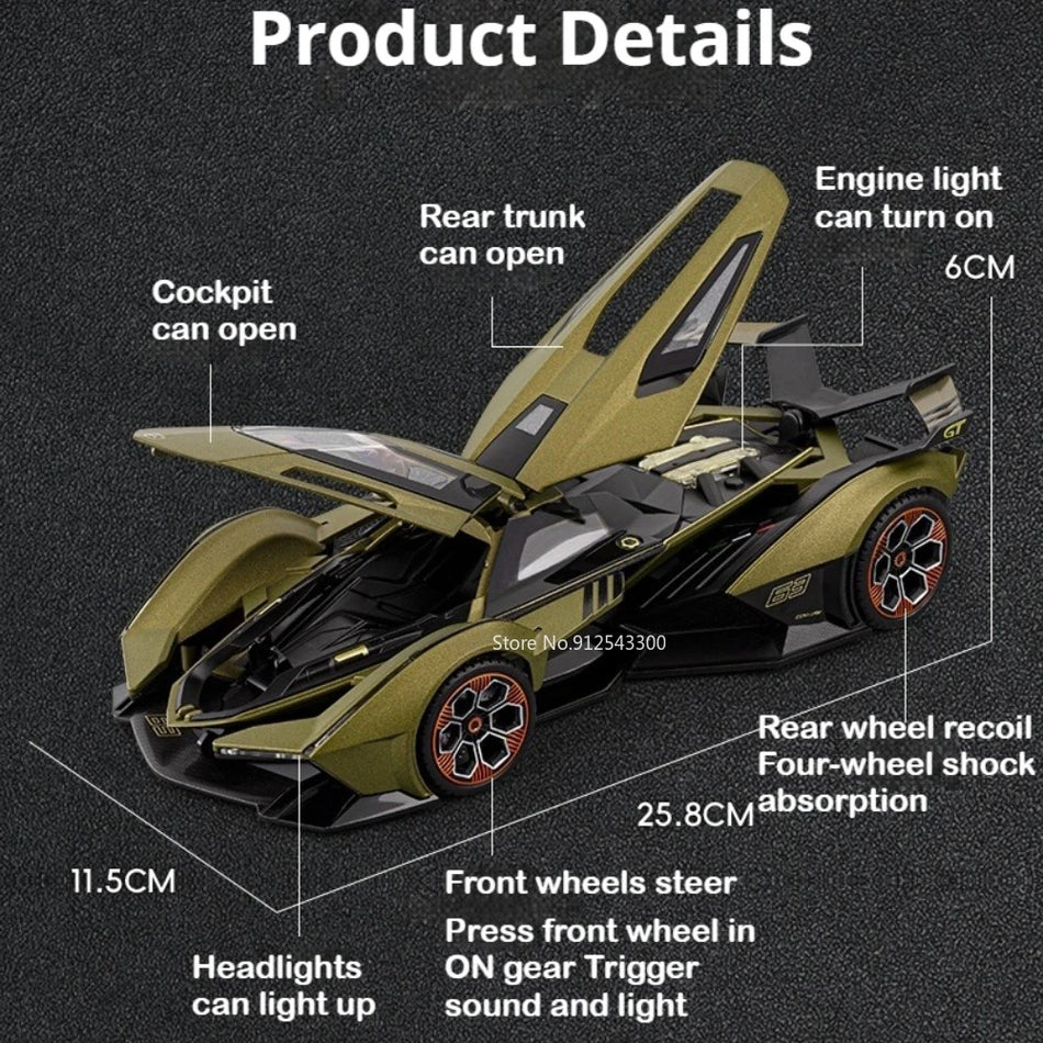 1:18 Diecast 720S modelis ar atvērtām durvīm, skaņu un gaismu