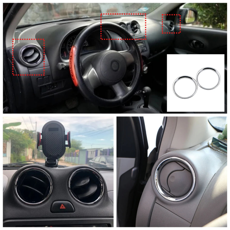 Nissan Micra K13 Luftventilring Täcktrim ABS Krom Bil Styling