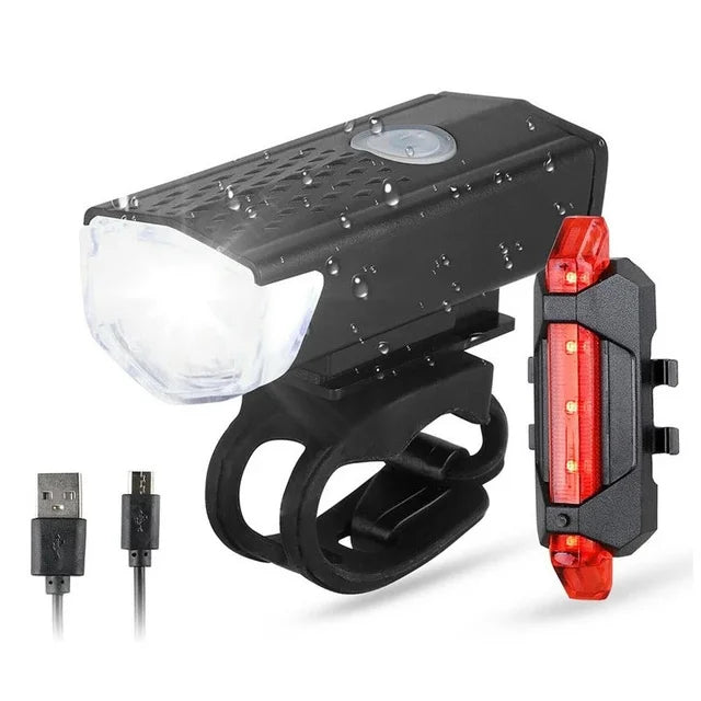 USB Rechargeable Bike Light Set with Front and Taillight 2218