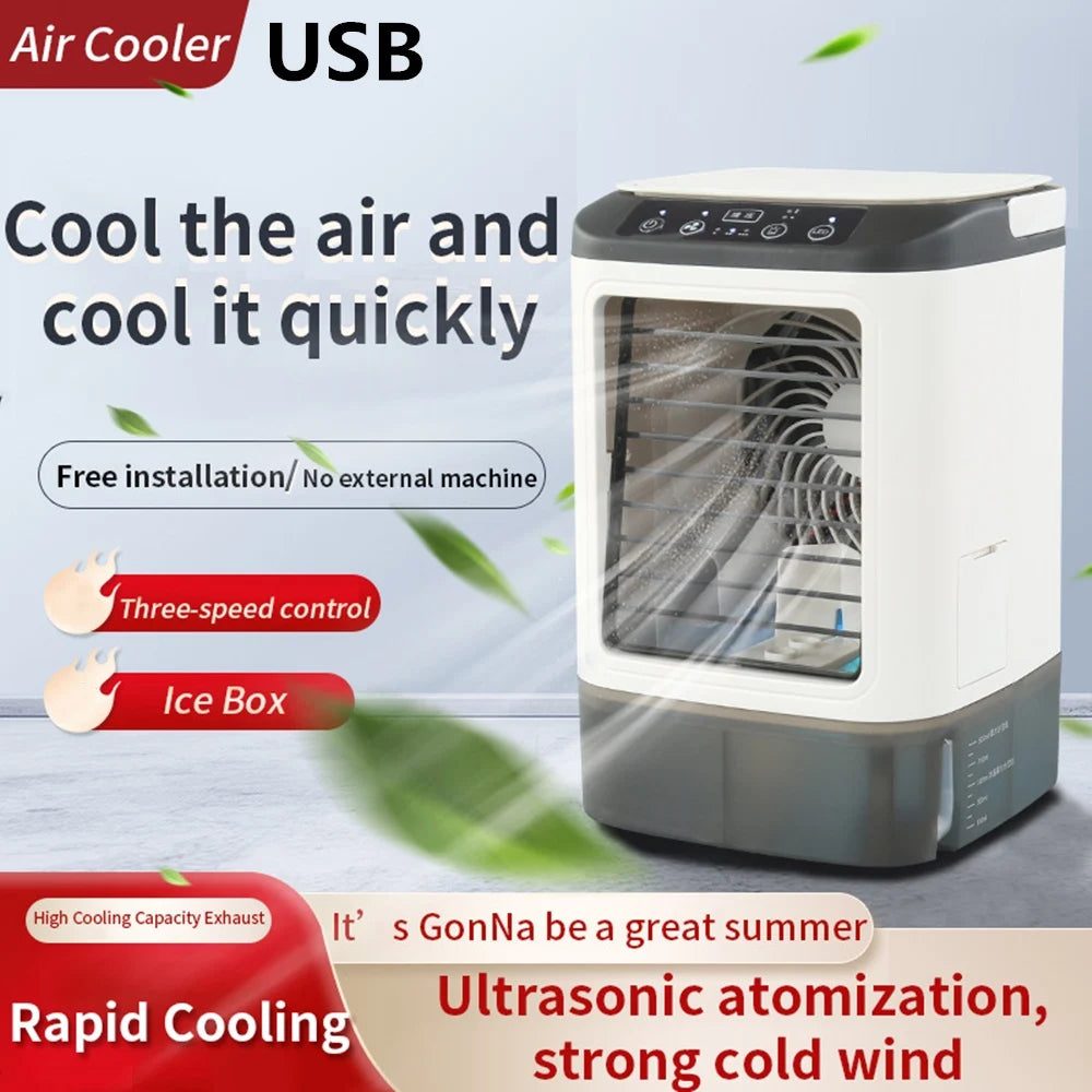 USB Portable Air Conditioner Fan with Humidifier &amp; LED Night Lamp