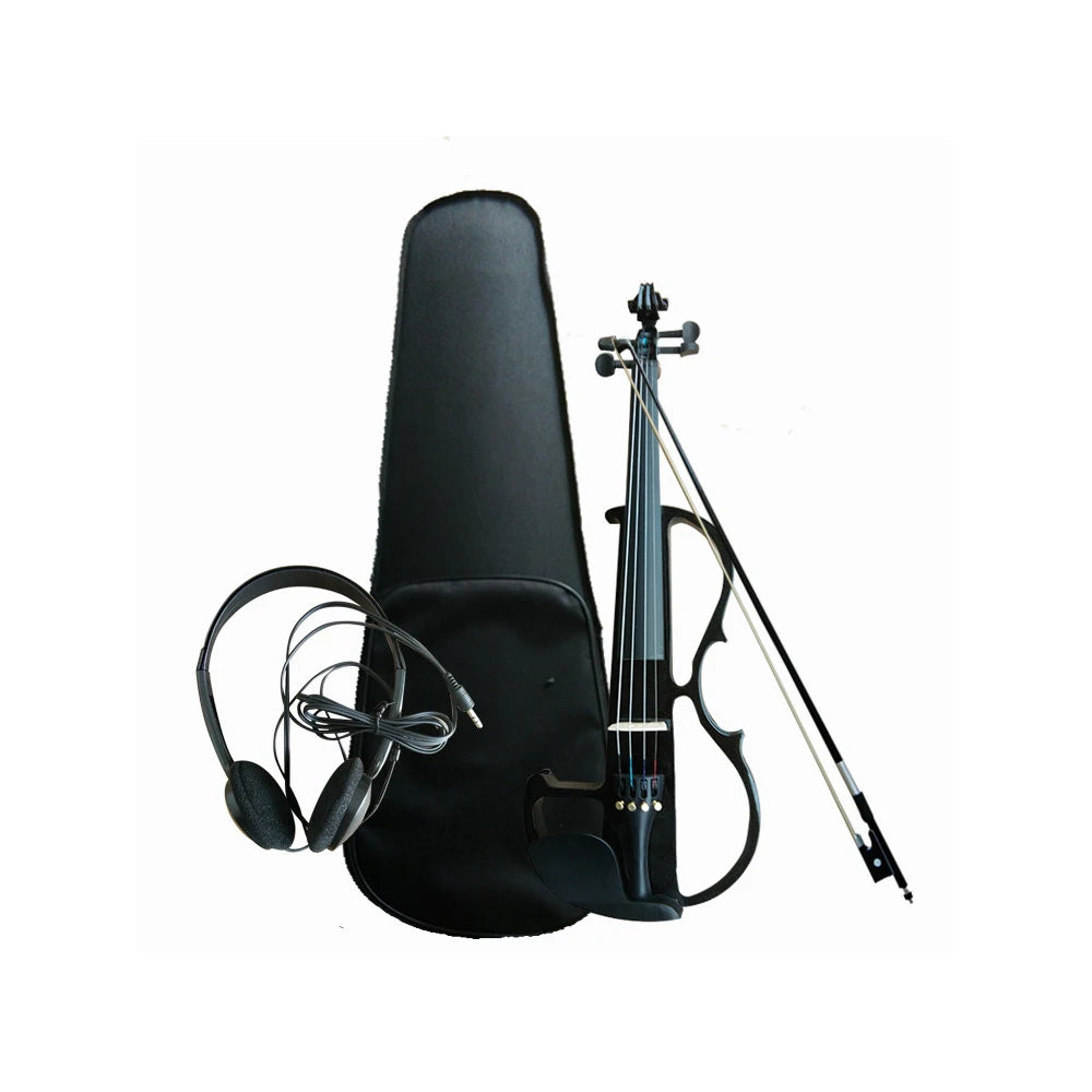 Full Size Four By Four Electric Silent Violin - With Rosin Black