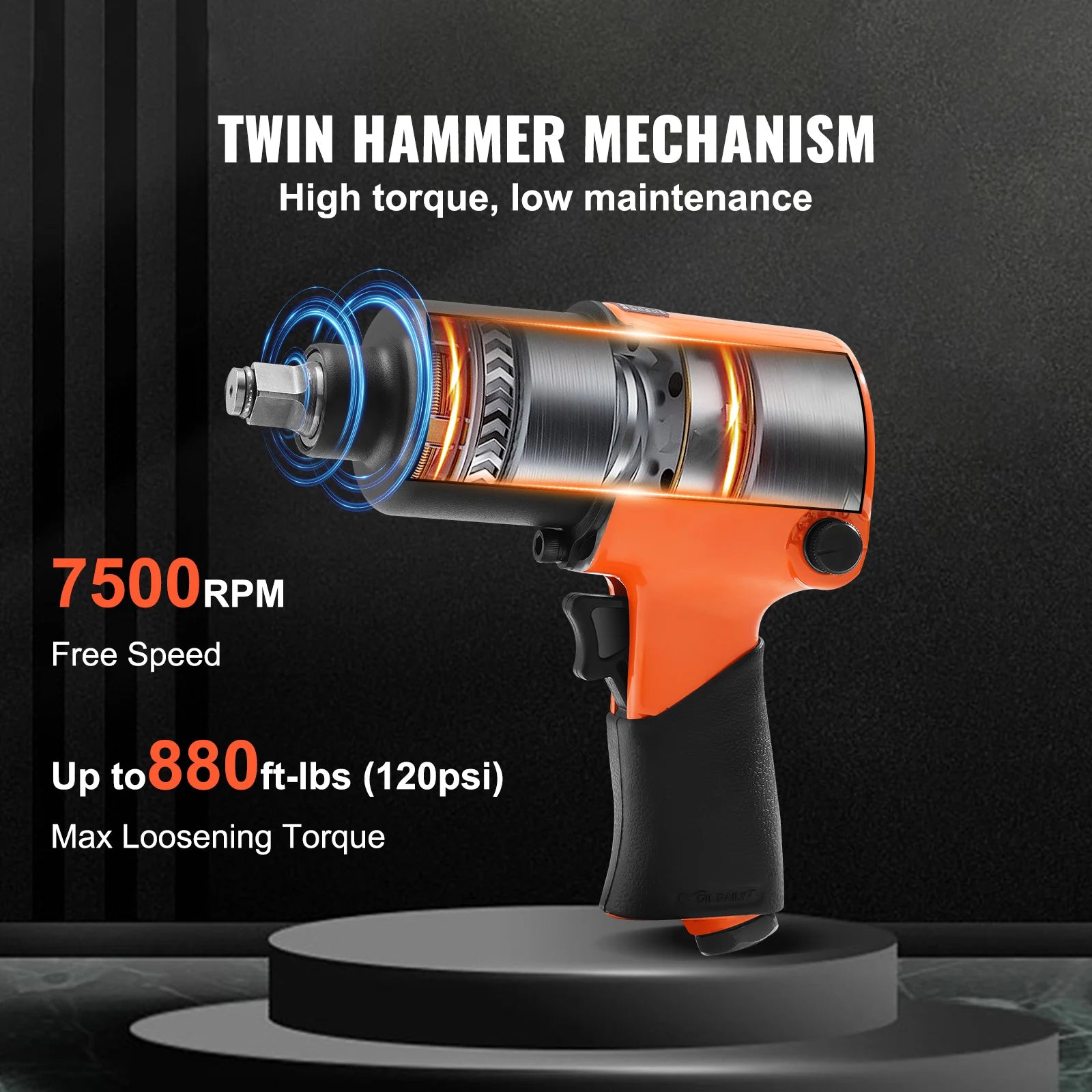 SucceBuy Air Impact Wrench 1/2 Drive - 680 Ft-Lb Torque