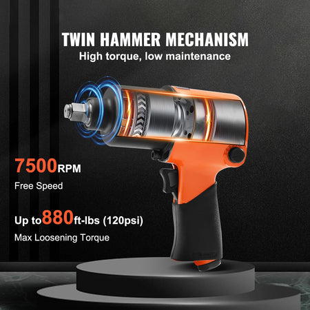 SucceBuy Air Impact Wrench 1/2 Drive - 680 Ft-Lb Torque
