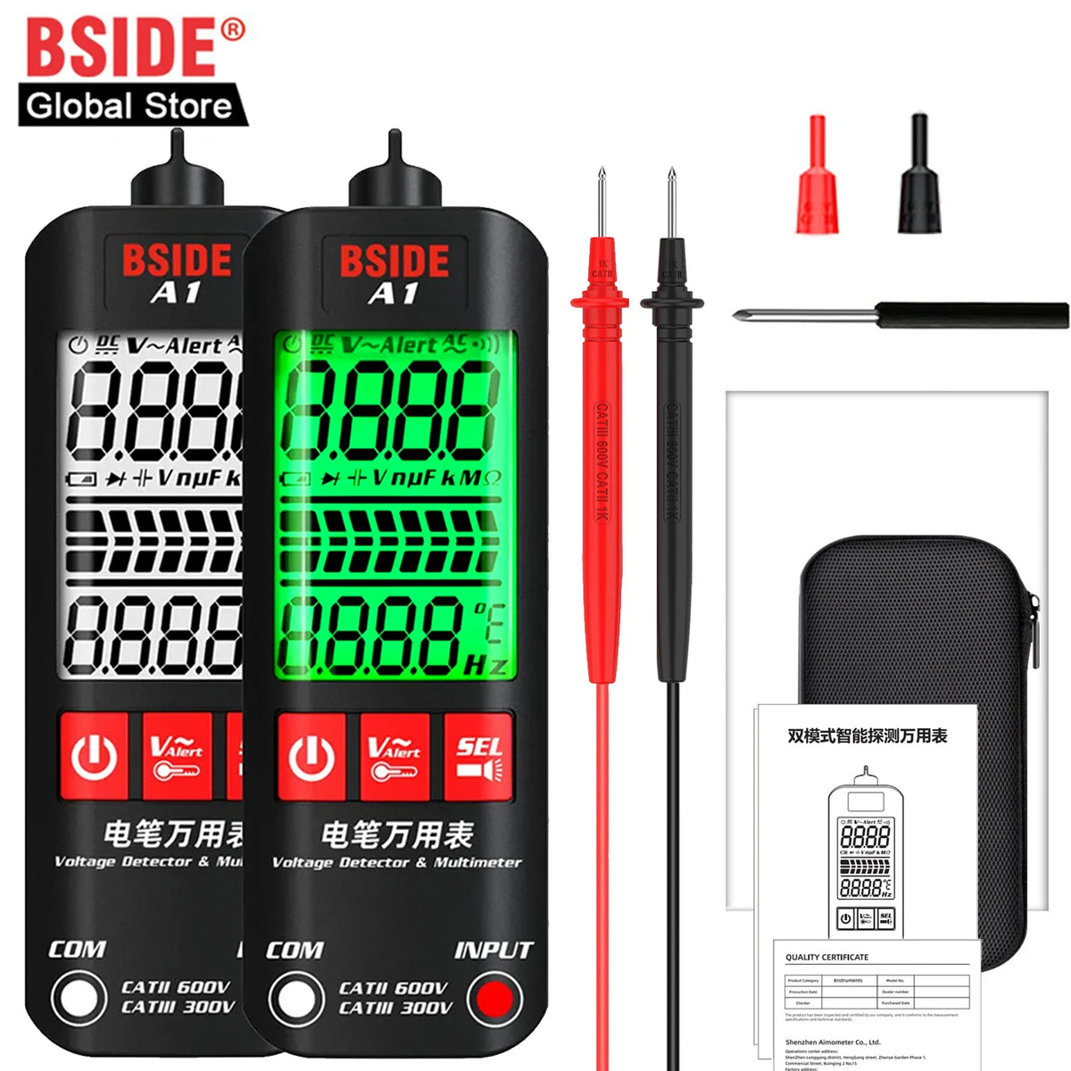BSIDE A1 Voltage Tester Pen Multimeter - Non Contact Live