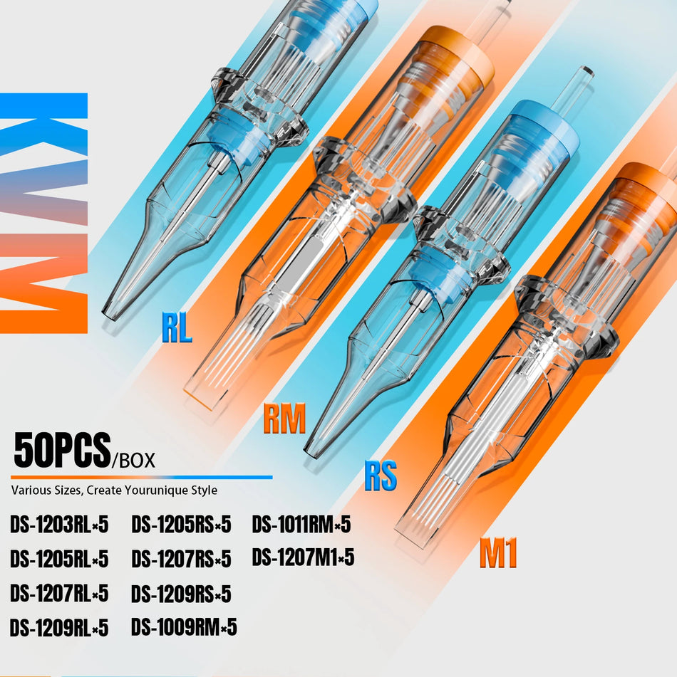 KVM 50Pcs Tattoo Cartridge Needles Four Models 304 Stainless