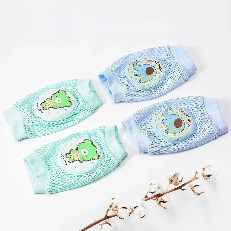 2 Pack Baby Knee Pads &ndash; Breathable Mesh Summer Protection Green and Blue
