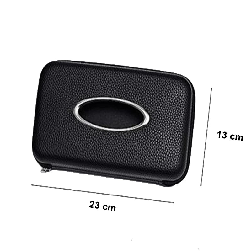 Caja de pañuelos para coche con soporte para visera solar de cuero PU con grano de lichi