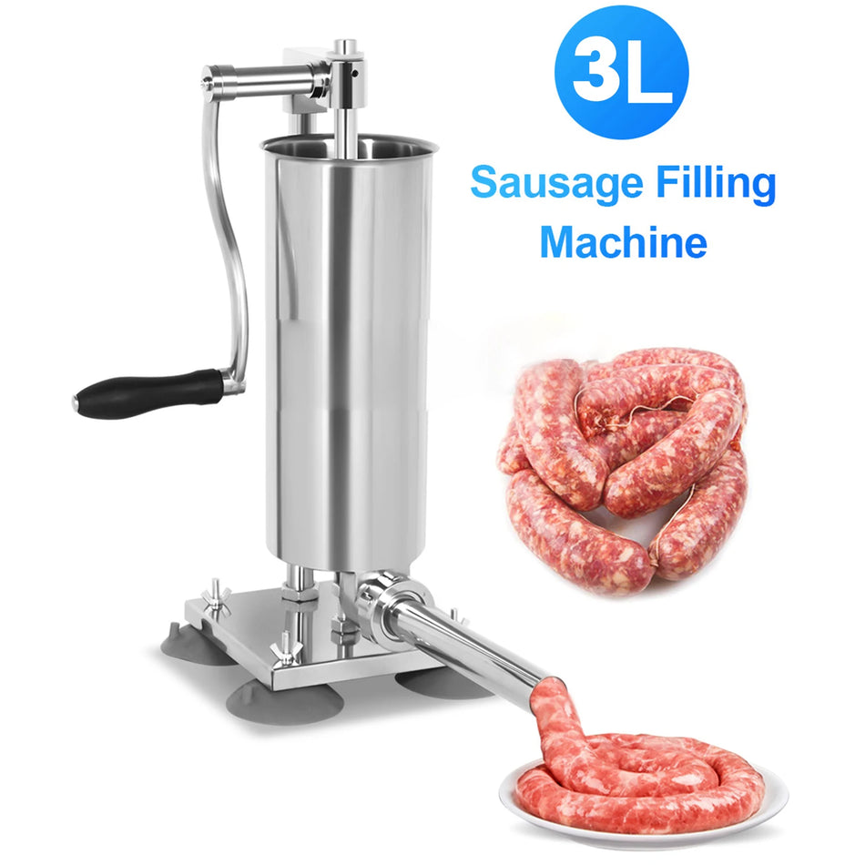Embutidora de Salchichas de Acero Inoxidable de 3L con Manivela para Carne