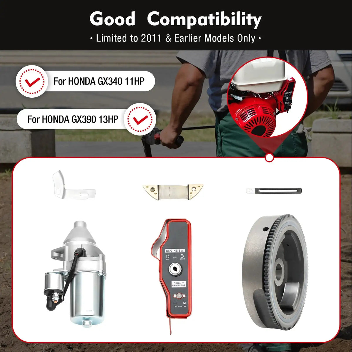 Electric Starter Motor Kit Honda GX Engines &ndash; Flywheel Kit