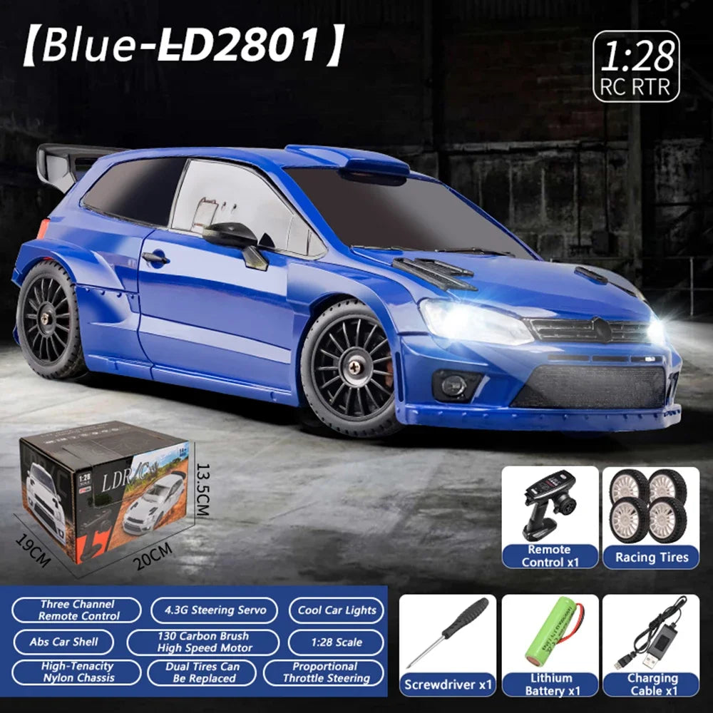 LD2801 1/28 Mini RC Car &ndash; Ultra Fast 4WD Drift Racing Blue