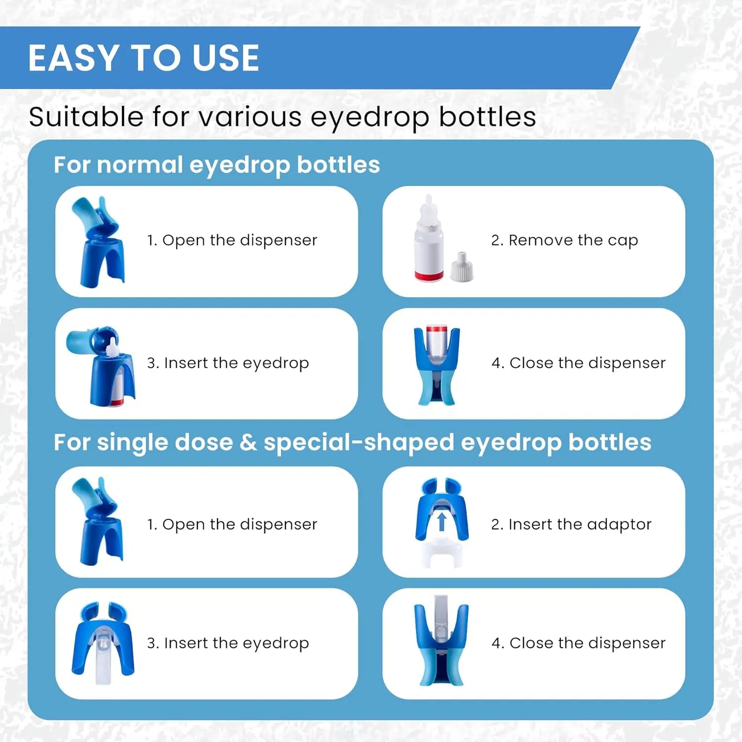 Eyedrop Guide Aid - Reusable Eye Drops Holder and Applicator Tool