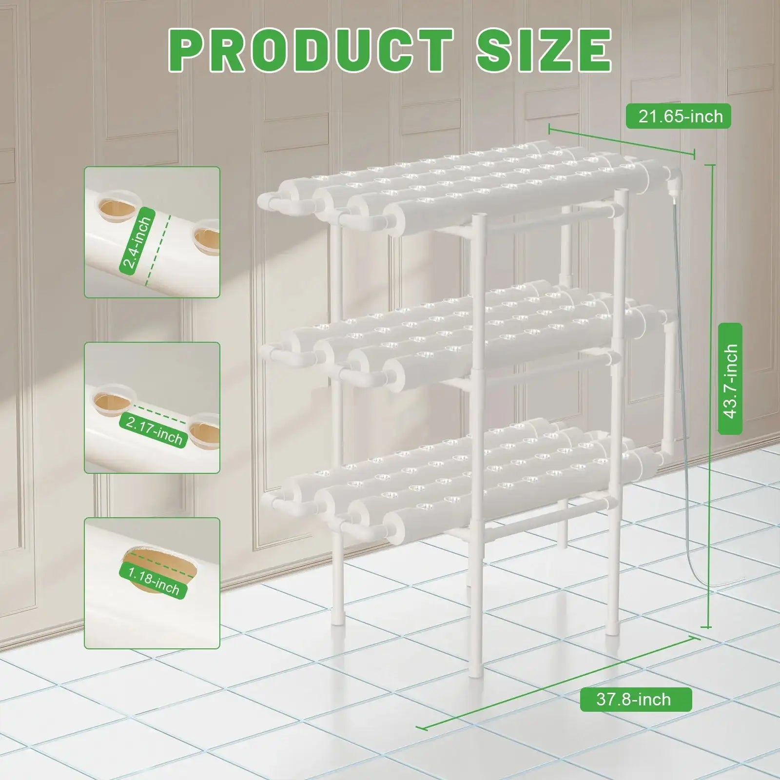 Hydroponic Grow Kit 108 Plant Sites &ndash; Vertical NFT System 108 HOLE / GERMANY