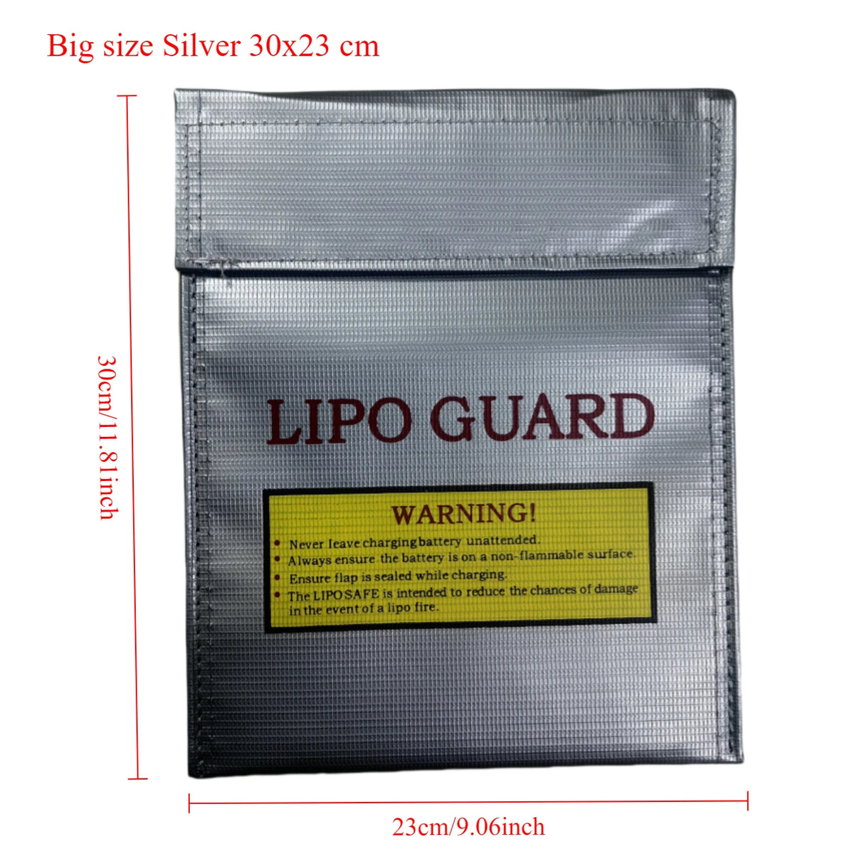 RC LiPo Battery Fireproof Storage Bag &ndash; Explosion Proof 30cm x 23cm  Silver