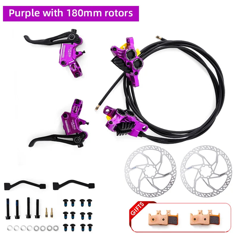 2025 ONIRII IIIPRO R2X4 MTB Hydraulic Disc Brake &ndash; 4-Piston High Performance Braking Purple with rotors