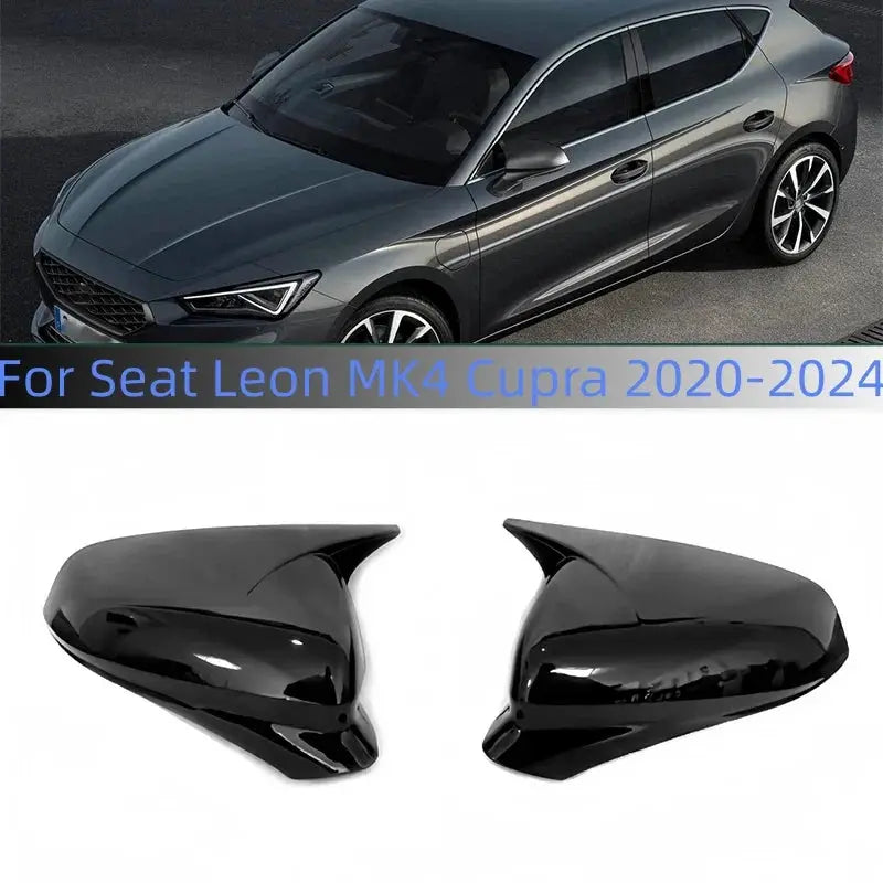 Pair ABS Side Mirror Covers for SEAT Leon MK4 Cupra 2020-2024 by InterCyprus Trading Ltd