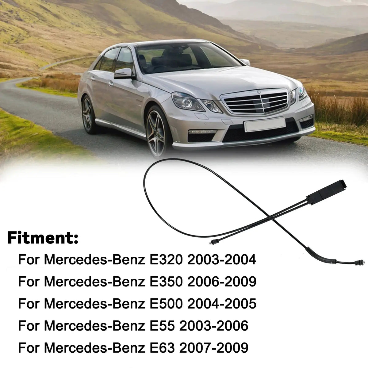 Engine Hood Release Cable A2118800159 For Mercedes E320 E350 E500 E55 E63 2006-2009 Rubber Bonnet Wire Kit by InterCyprus Trading Ltd