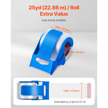 SucceBuy Clear Packing Tape 1.5in 2.7 Mil &ndash; With Dispenser
